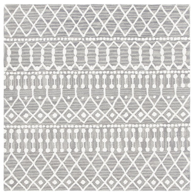 Tapis gris/ivoire en laine touffeté à la main Brylee
