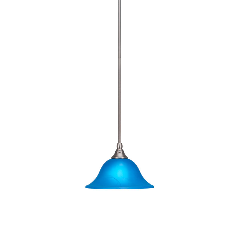 Mini-luminaire suspendu suspendu avec verre italien bleu 10 po, Nickel brossé