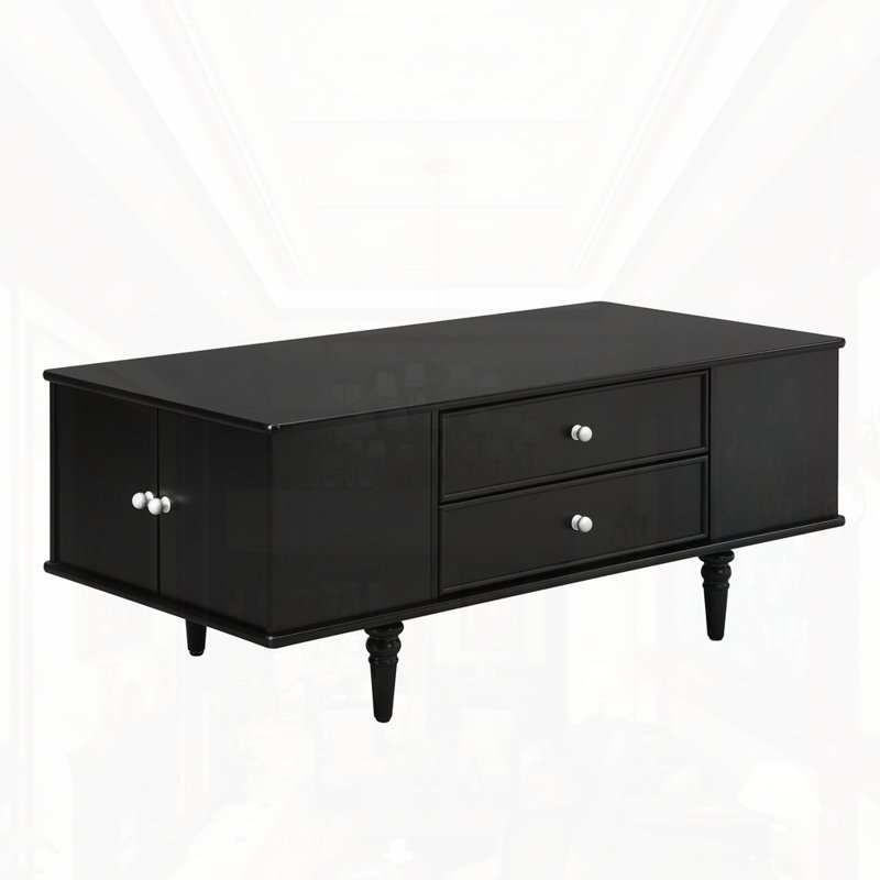 Rectangle Coffee Table with Drawers, Black