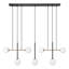 Luminaire suspendu 7 lumières Ved noir et or brossé avec abat-jour en verre blanc Ved