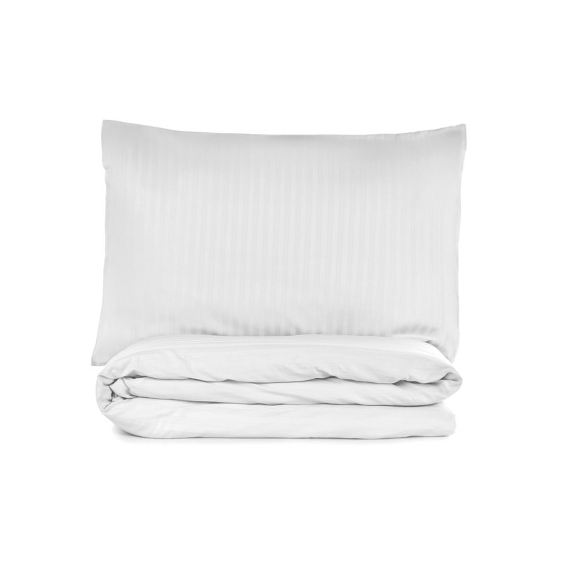 Ensemble de housse de courtepointe luxueuse en satin simple XXL, 100% coton, blanc | Housse de couette 61 x 87 et taie d'oreiller 31,5 x 31,5 | Lavable à la machine, contexture de 211 fils, impression réactive, enveloppe et fermeture à boutons | Literie douce et élégante