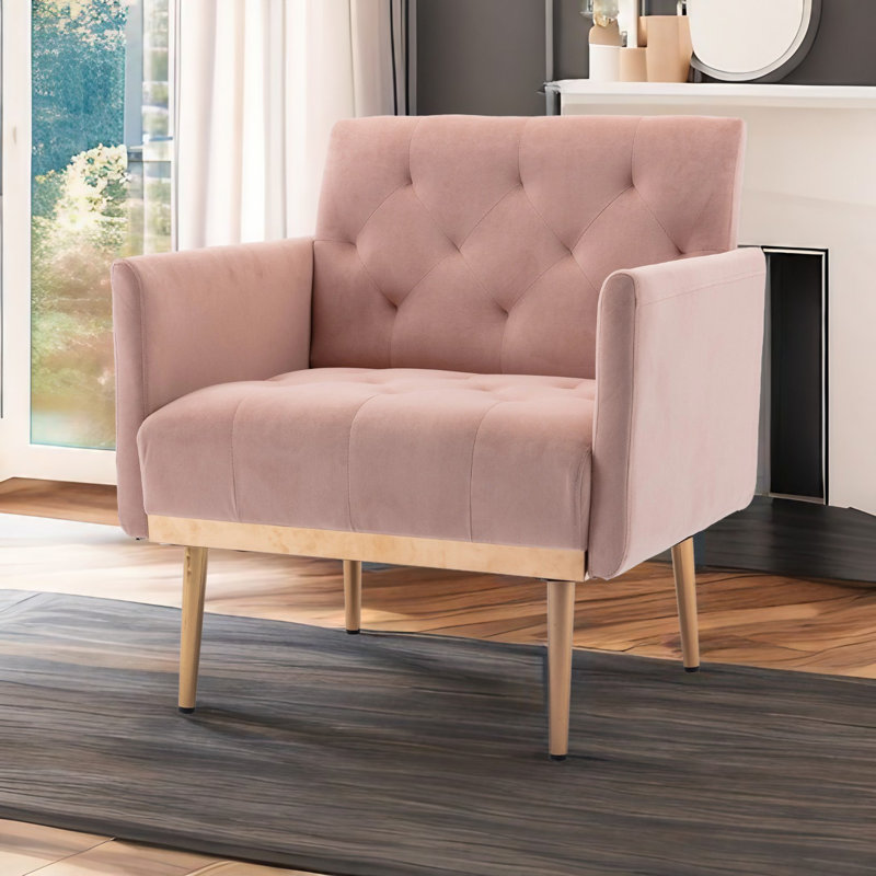 Gus Velvet Armchair, Pink