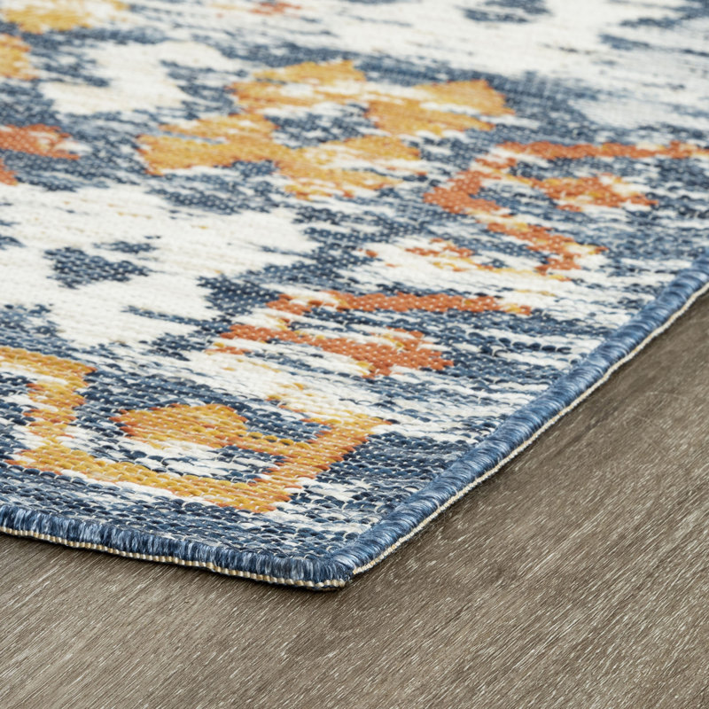 Deltufo Moroccan Reversible Flatweave Polypropylene Indoor / Outdoor Area Rug - Multi Color, Rectangle 5'3'' x 7'3''