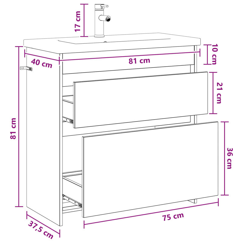 Vanity & Mirror Set, Smoked Oak