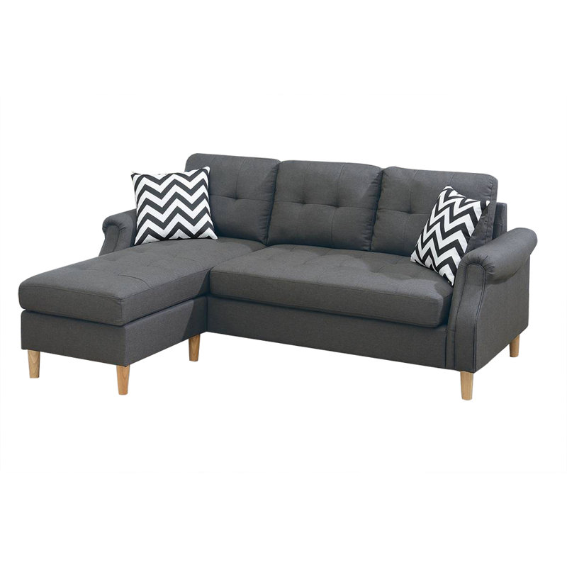 Taelyn Upholstered Sectional Reversible, Blue Gray Polyester Blend