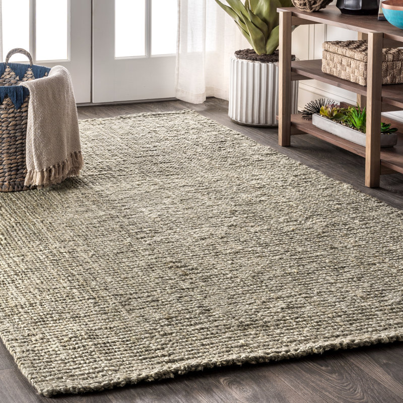 Pata Hand Woven Chunky Jute Gray Rug, Rectangle 4' x 6'