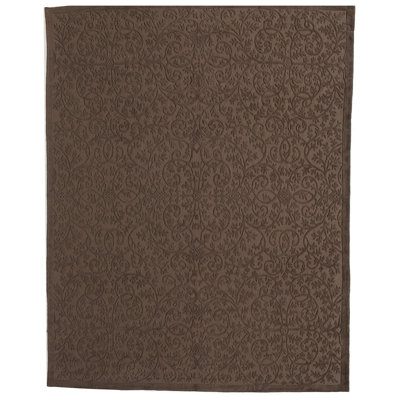 Wool Damask Area Rug in Brown