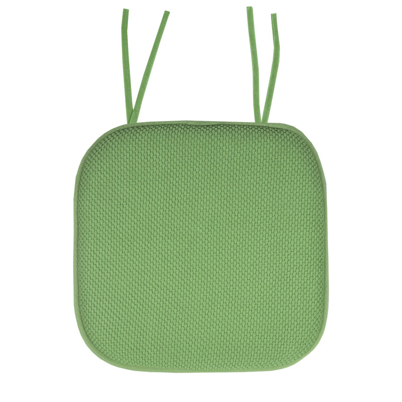 Coussin de chaise antidérapant en mousse à mémoire de forme 16 po x 16 po avec attaches Honeycomb, Vert, 2