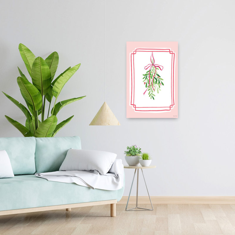 «Whimsy Mistletoe», art abstrait fantaisiste romantique, H 24 po x l 16 po