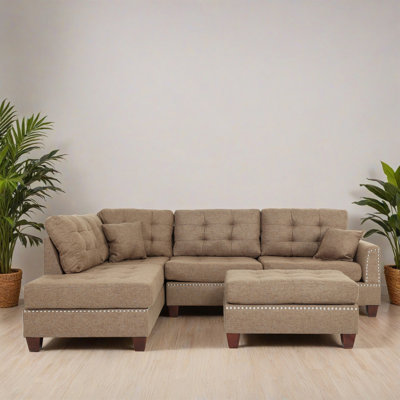 104.02" Wide Left Hand Facing Sectional Sofa & Chaise with Ottoman by Latitude Run
