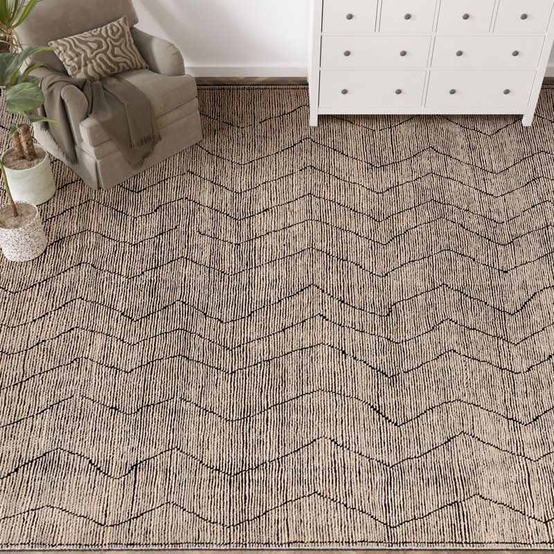 Wool Chevron Area Rug, Rectangle 8' x 10'