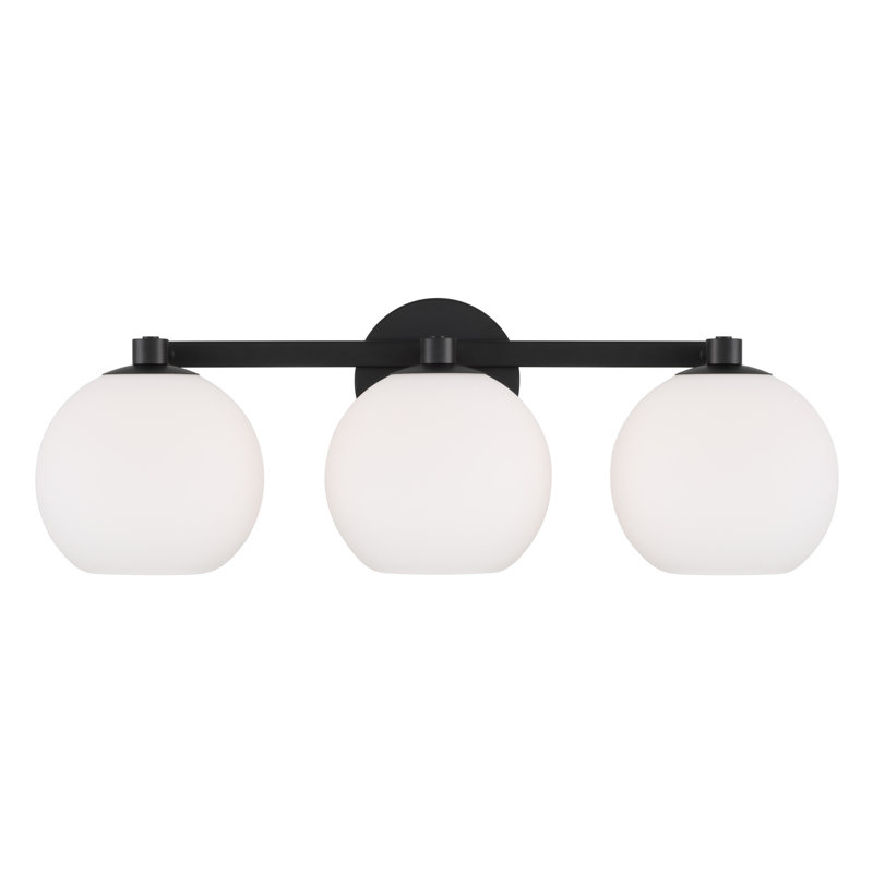 Ansley 3 Light Frosted Dimmable Vanity Light, Matte Black