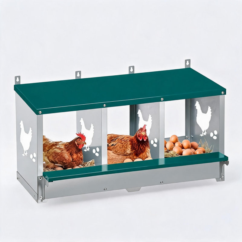 Boîte de nidification pour poulets avec trous de ventilation, boîte en métal pour poules et canards, boîte de collecte facile