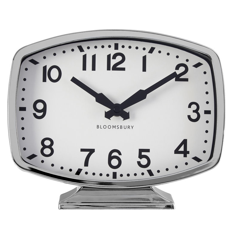 Analogue Metal Quartz Movement / Crystal Tabletop Clock in Chrome