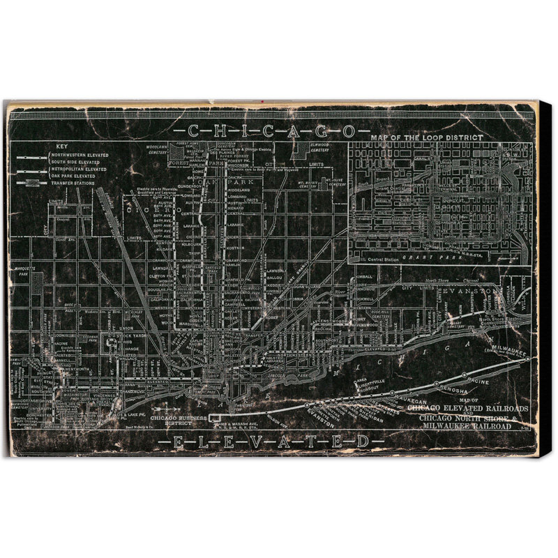Hatcher & Ethan Chicago Railroad - Impression sur toile, 10 po x 15 po, Cadre blanc