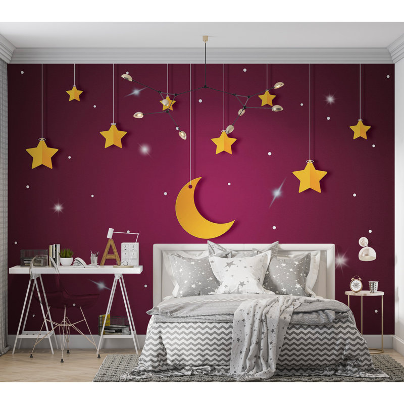 Papier peint pour enfants, ciel nocturne violet, L 100 po x l 137 po