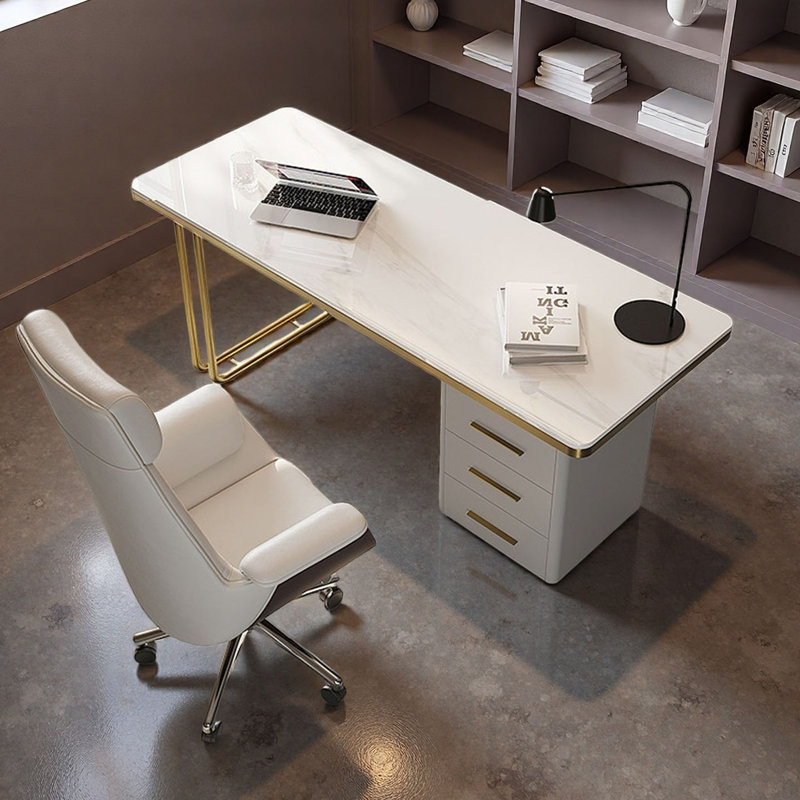 Bureau italien moderne et minimaliste: plateau en ardoise massif, H 29,5 po x l 70,9 po x P 27,6 po