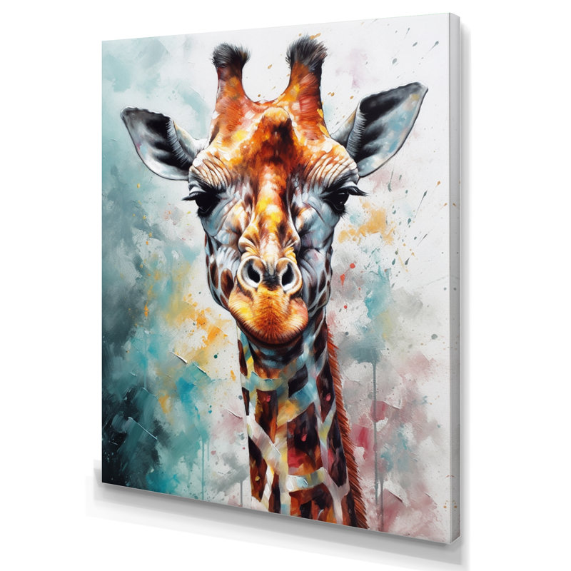 Portrait abstrait de girafe - Art mural girafe, H 20 po x l 12 po, Toile tendue