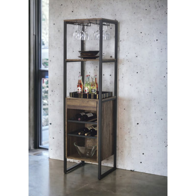 Weathered Oak Finish Wine Rack