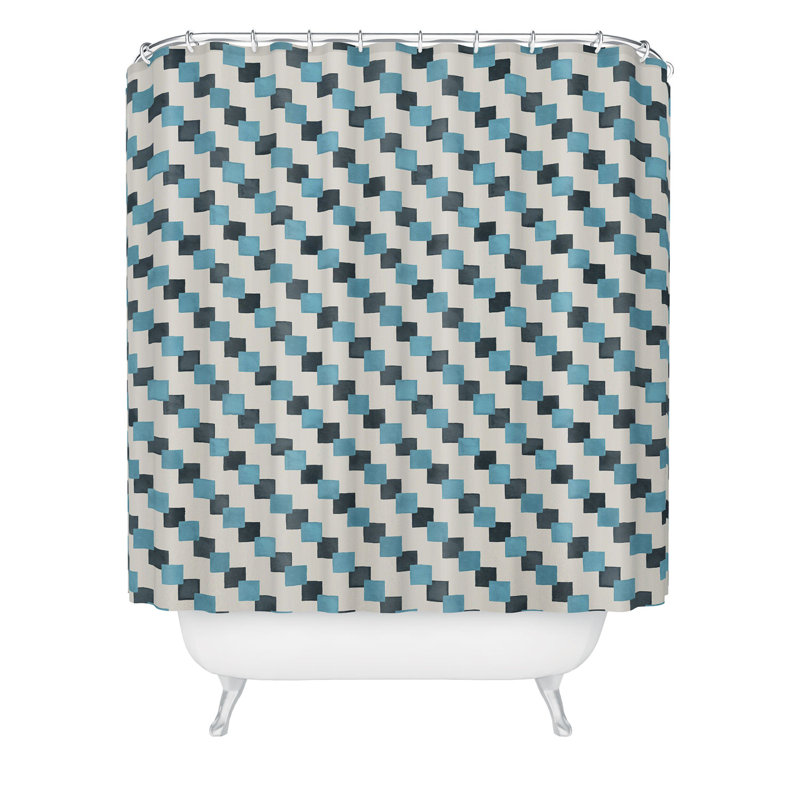 Rideau de douche Ninola Design, Bleu géométrique