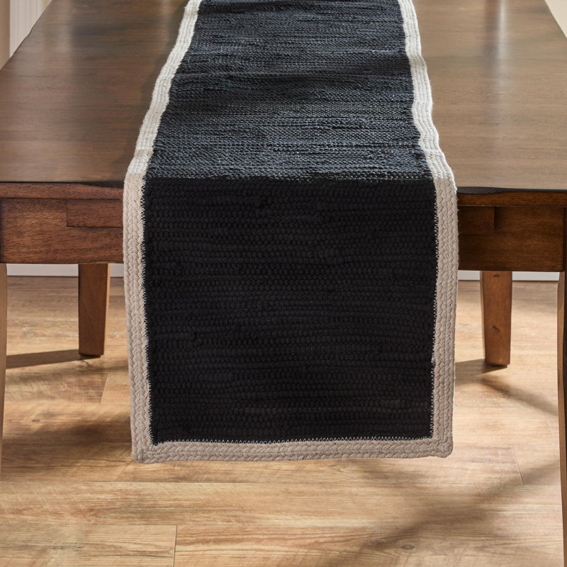 Dune Pebble Table Runner, Black, 54" L x 14" W