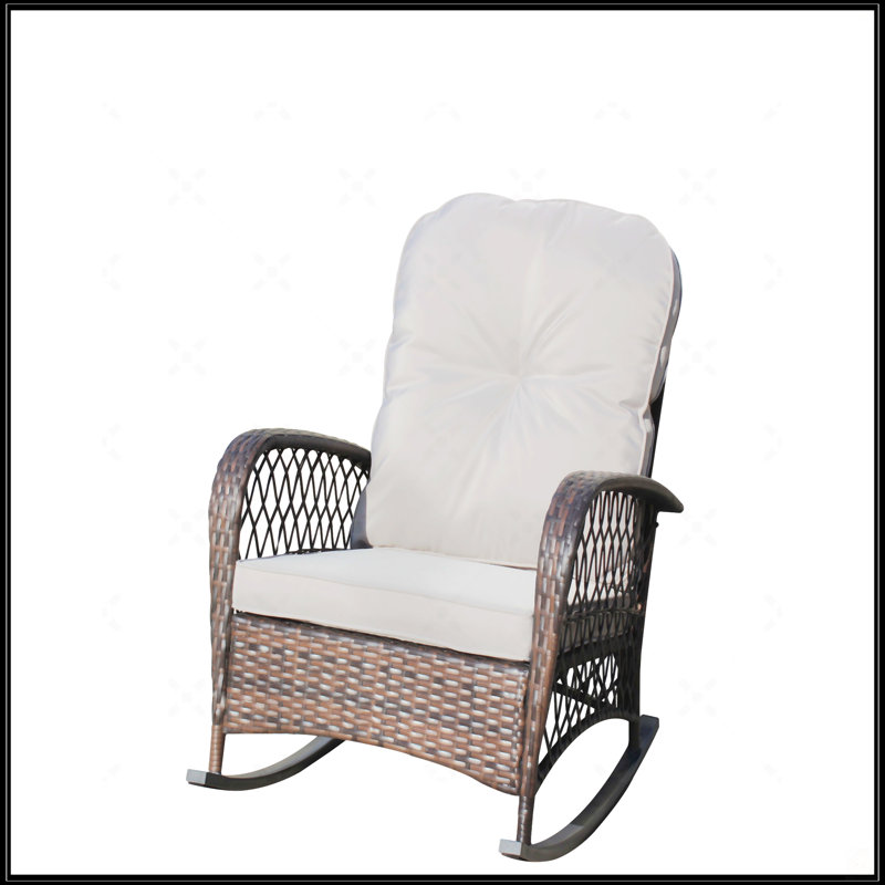 Chaise berçante d'extérieur en osier à assise large, Gris, Brun