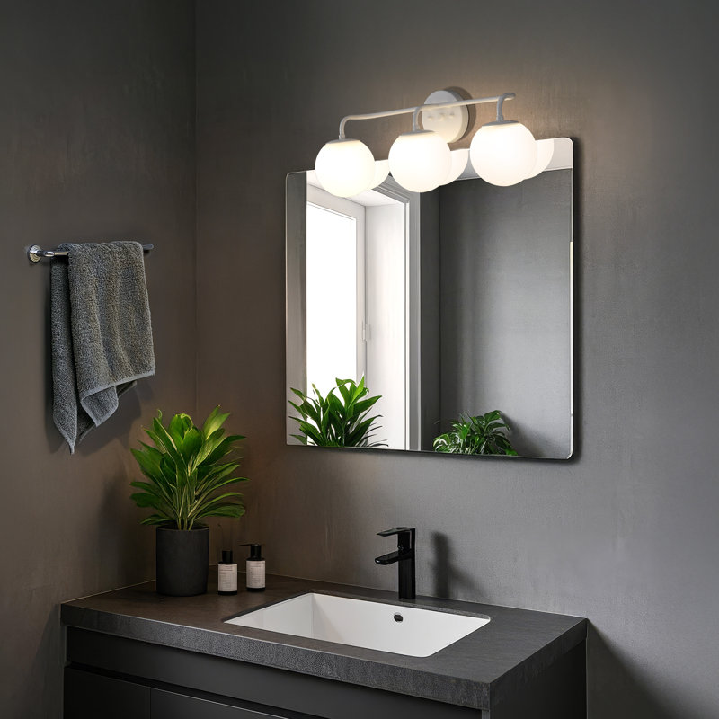 Ensemble de meuble-lavabo contemporain à 3 lumières Louis, Blanc, Trois lumières