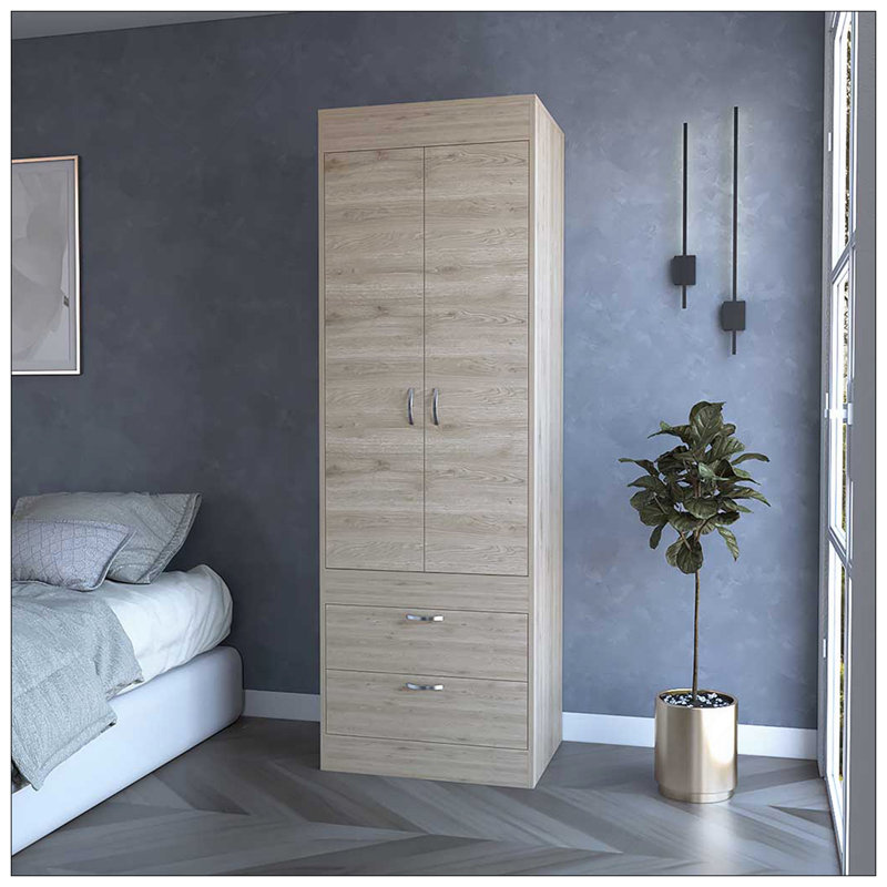Armoire Alabama, une grande armoire, deux tiroirs