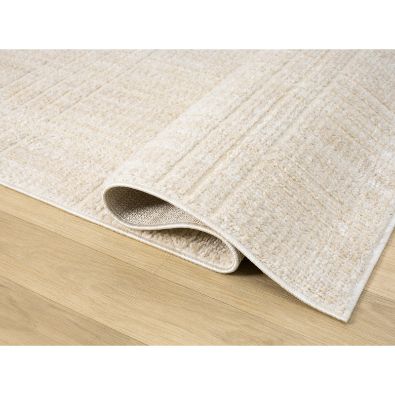 Nomad Collection White/Beige Plaid Patterned Area Rug, 8' x 10', Rectangle 7'5" x 11'1"