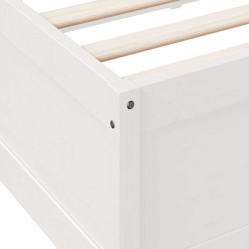 Solid Wood Storage Bed, White, Super King (6')