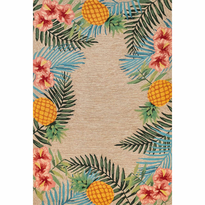Demirhan Performance Hand Tufted Floral Indoor / Outdoor Rug, Rectangle 7'6" x 9'6"