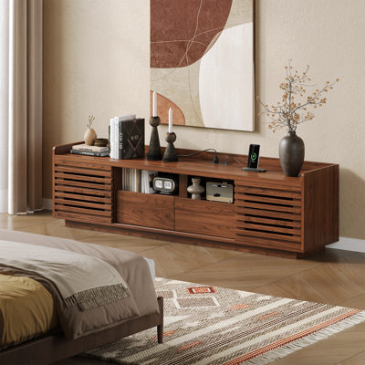 78.7'' TV Stand With 2 Drawers & Sliding Doors, Entertainment Centre  With Power Strip Compartment