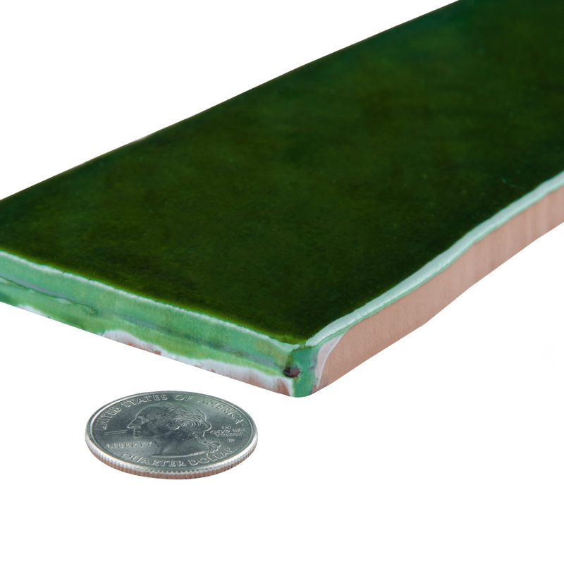 Viva Antic 3" x 12" Ceramic Subway Tile, Green