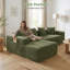 Modern Oversized Corner Sofa L-Shaped Corduroy Sofa With Storage Pockets -1513385610-1513385609