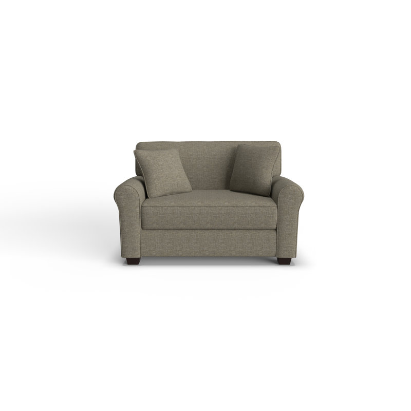 Shannon Upholstered 56'' Sleeper Sofa, Dark Walnut, Slate