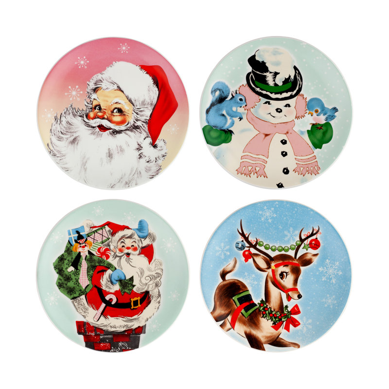 Nostalgic 4-Piece 8" Ceramic Pastel Plates