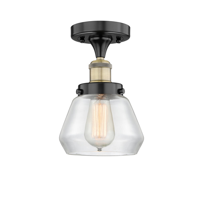 Collymore Glass Semi Flush Mount, Black Antique Brass, Clear