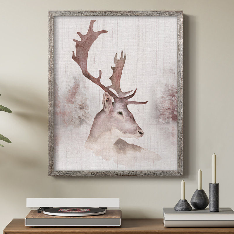 «Blush Deer», reproduction encadrée - bois massif, H 21 po x l 17 po