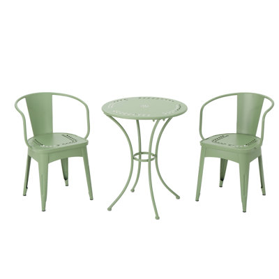 Outdoor Iron 3 Bistro , Water , 29.5"x24.06"x24.06", 34.15lb, Metal 3 Piece Water-, 29.5" H X 24.06" W D, Kd