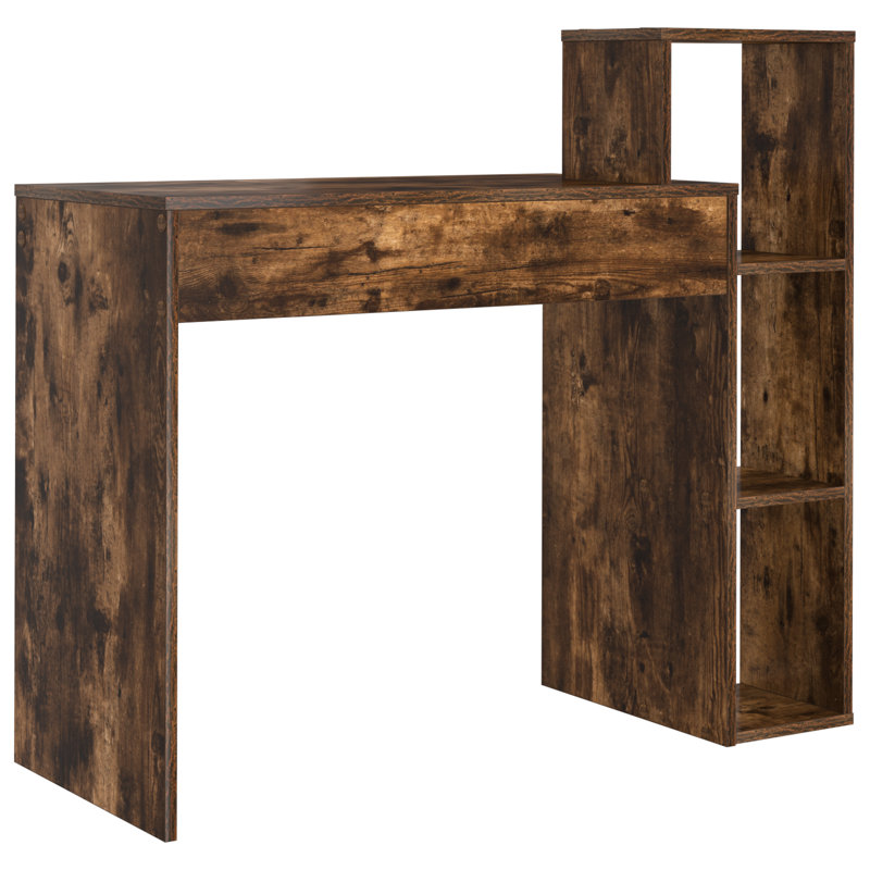 Computer Desk Particle Board Medium Shelving, Smoked Oak