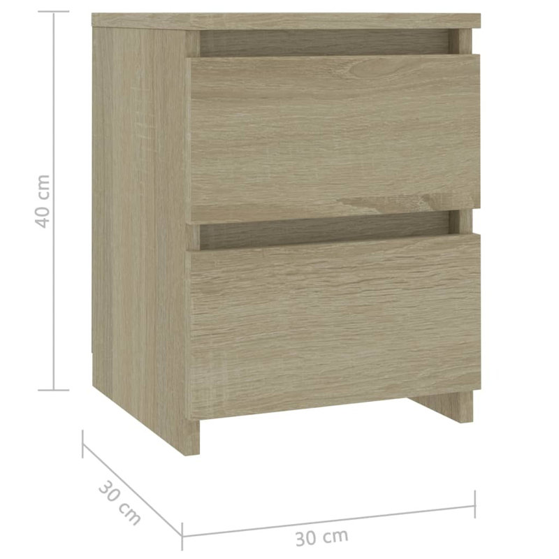 Demona 30cm W Bedside Table, Sonoma Oak