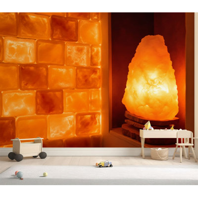 Wall Mural Peel and Stick Wallpaper Glowing salt lamp Himalayan salt bricks Self-Adhesive Removable Contact Paper Wall Decor for Living Room Bedroom 69"H x 96"W
