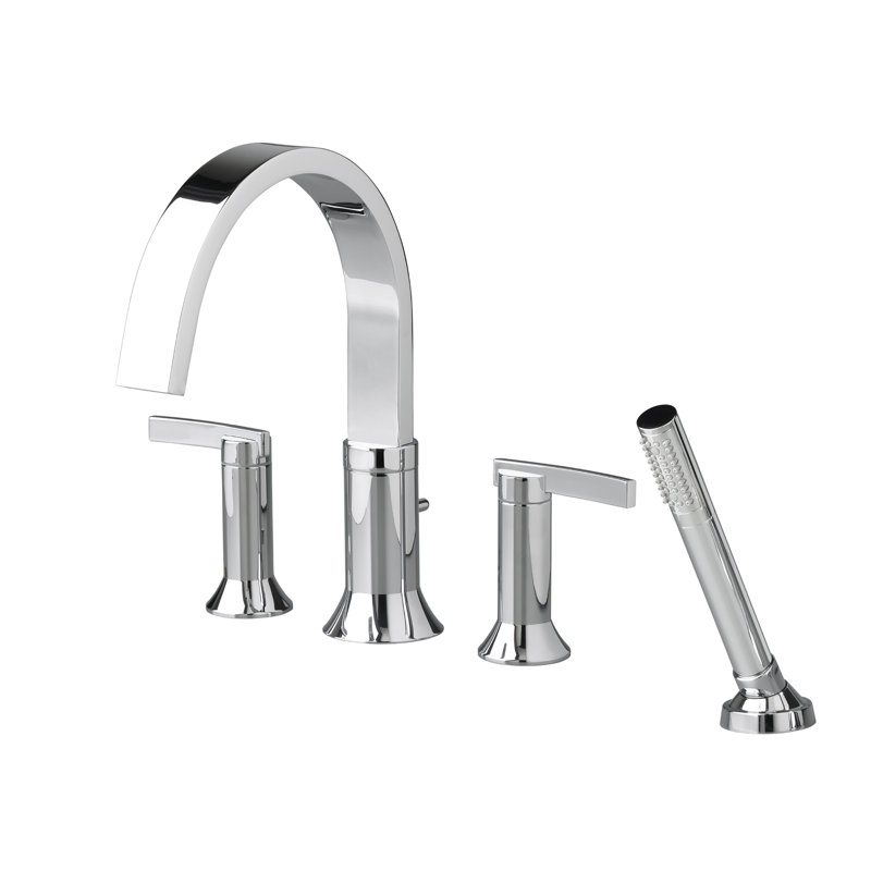 Garniture de robinet de baignoire romaine à fixation sur plateau à poignées doubles avec inverseur et douche à main Berwick