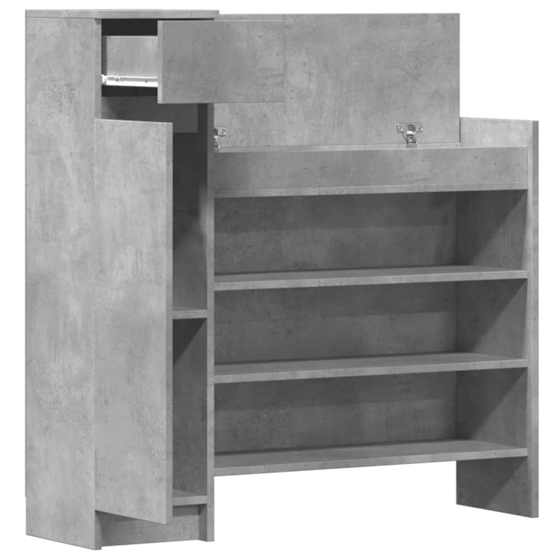 12 Pair Shoe Storage Cabinet, Concrete Grey