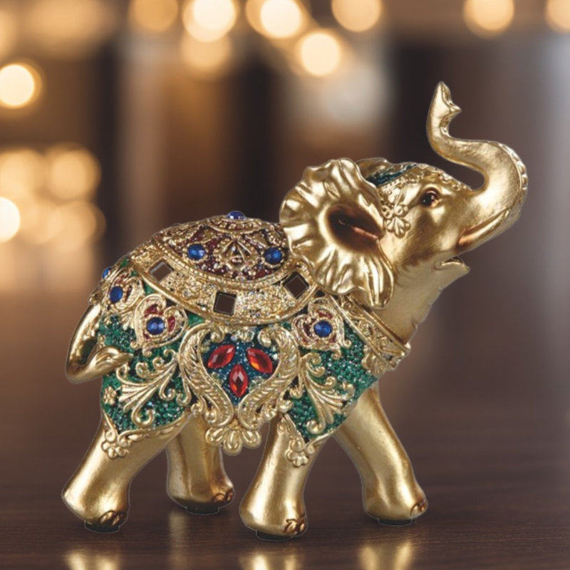 Figurine d'éléphant H 4,25 "en vert, H 5,5 po x l 6 po x P 5 po