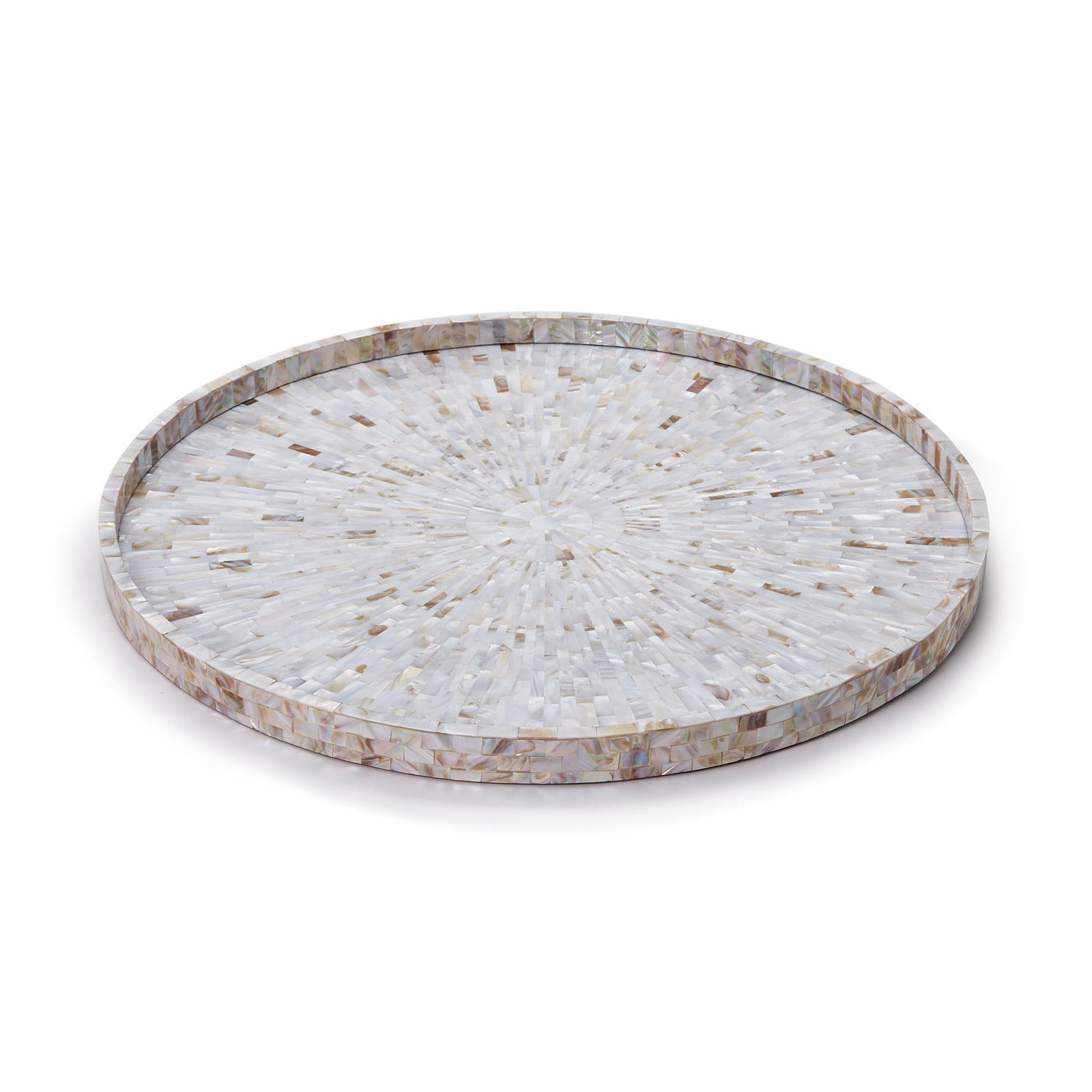 Jaipur Palace MOP Tray, Gray, Geometric, Manufactured Wood/Resin/Shell/Capiz