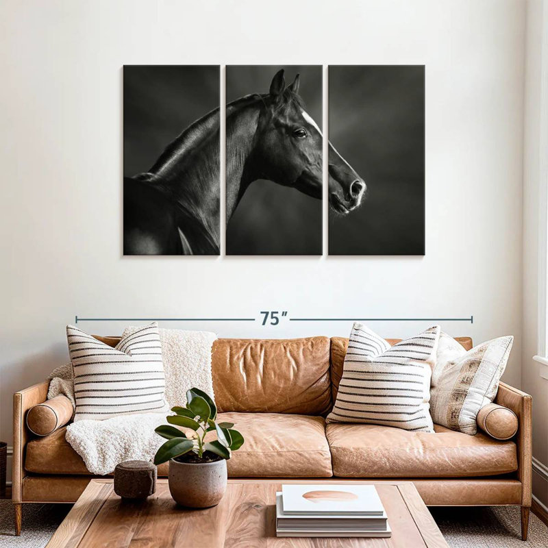 Cheval arabe Brampt noir, H 36 po x l 57 po