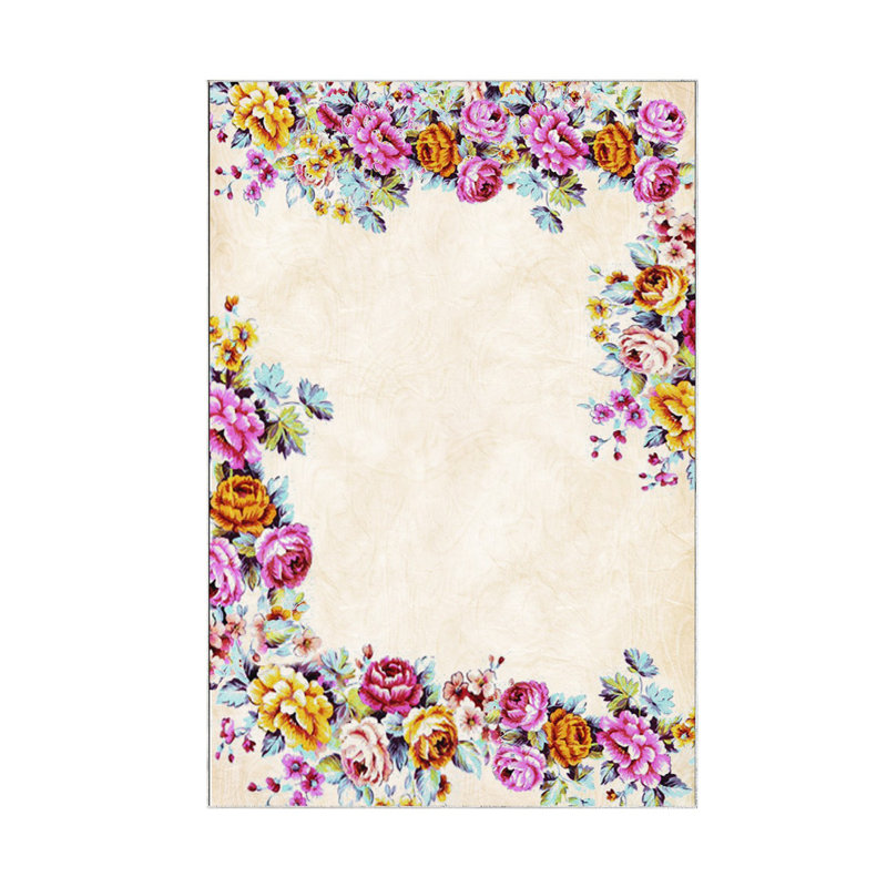 Tapis rose / crème / orange en polyamide tissé à la machine Elver, Rectangle 3 pi 11 po x 5 pi 11 po