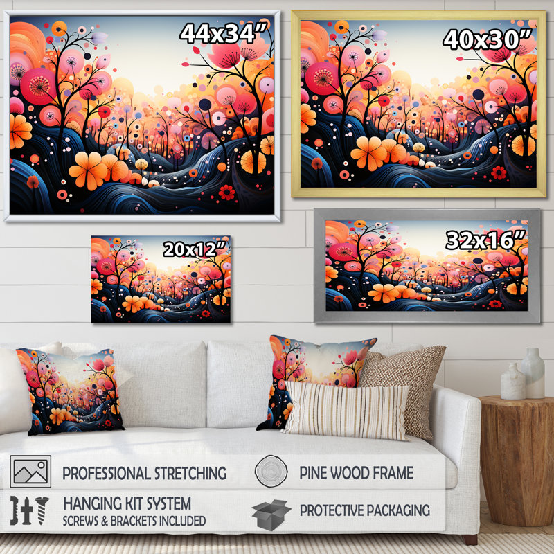 «Rose and Blue Botanical Abstracts Wonderland II», art mural botanique, Cadre flottant doré, H 12 po x l 20 po x P 1 po