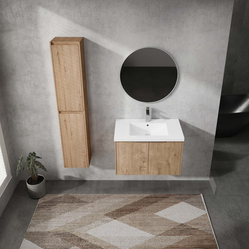 Meuble-lavabo mural avec lavabo et armoire latérale, 2 armoires combinées, 30"